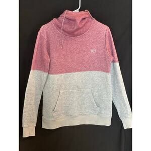 Tentree Color Block Cowl Neck Hoodie, Medium, Pink/Gray, Cotton, Recycled, Soft